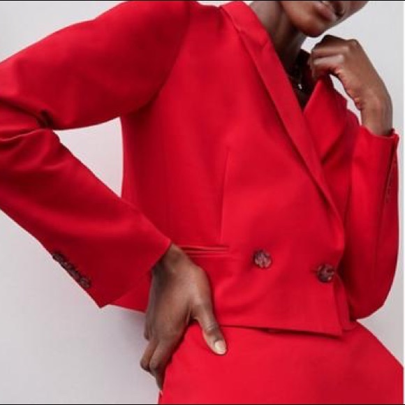 Babaton Ella Cropped blazer- Red size medium - Picture 3 of 5